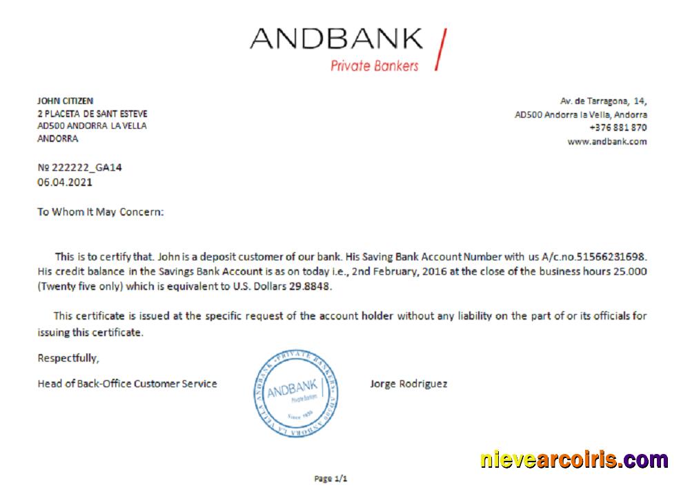 Andorra Andbank bank reference